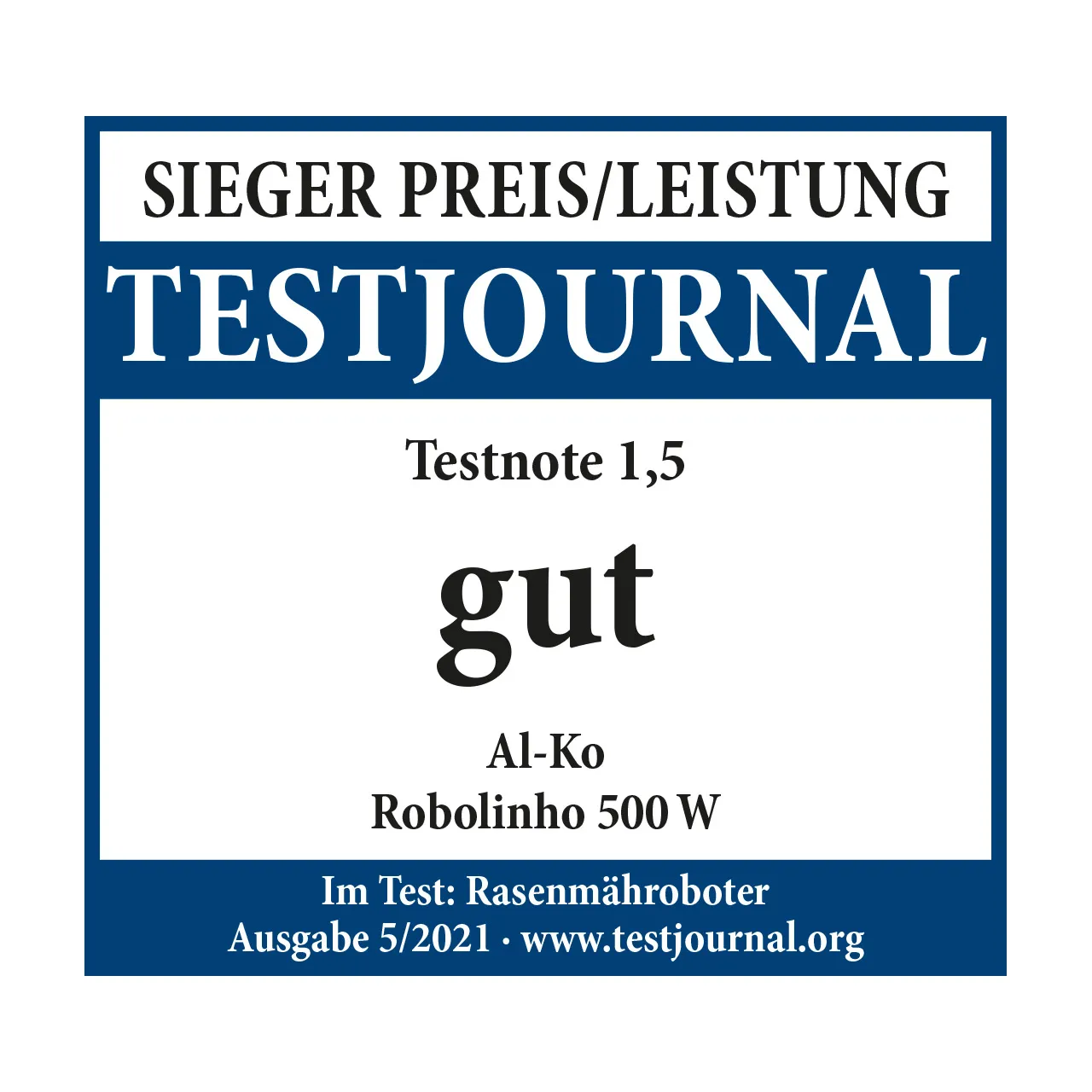 Testsiegel Testjournal | AL-KO Robolinho 500 W